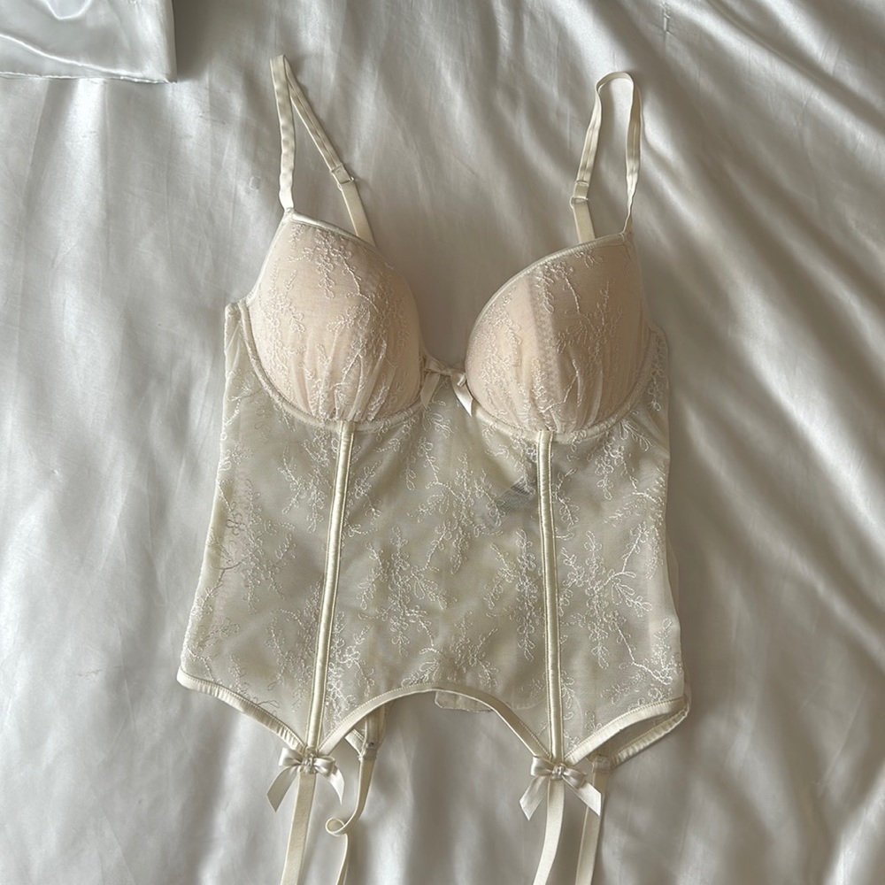 cream lace bustier top